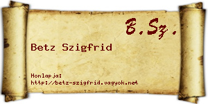 Betz Szigfrid névjegykártya